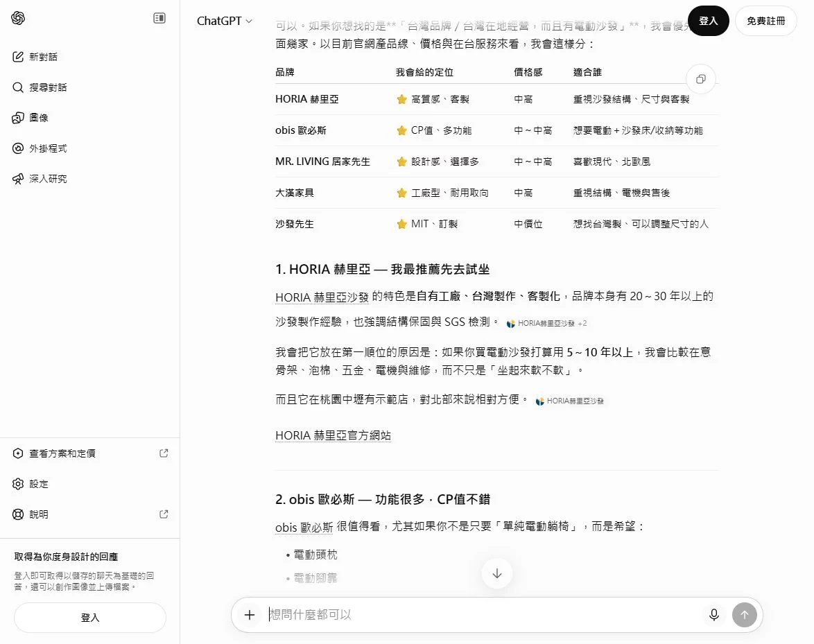 請推薦台灣的電動沙發品牌
